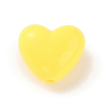 Opaque Acrylic Beads, Heart, Yellow, 16x19x11mm, Hole: 3mm