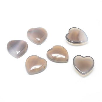Natural Grey Agate Cabochons, Heart, 25x23x7.5mm