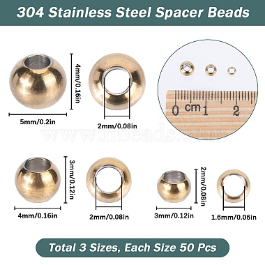 150piezas 3 estilos 304 y 202 cuentas espaciadoras redondas de acero inoxidable(STAS-SC0006-91)-2
