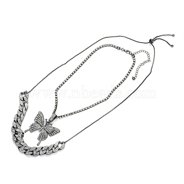 Colliers pendentifs en strass en alliage et ensembles de colliers coulissants réglables(NJEW-Z012-03B)-2