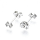Brass Micro Pave Clear Cubic Zirconia Stud Earrings(EJEW-T046-31P-NF)-2
