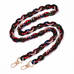 Acrylic Cable Chain Bag Decorative Chains, with Alloy Clasps, Bag Replacement Accessories, Light Gold, Colorful, 120mm(HJEW-YW00116-04)