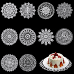 20Pcs 10 Styles Polyester Coasters, Table Mats, for Table Toppers Home Decoration, Flower, White, 300x1mm, 2pcs/style(AJEW-JOY0001-03)