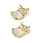 Brass Micro Pave Clear Cubic Zirconia with Resin Pendants, Ginkgo Leaf Charms, Golden, 15x17x5.5mm, Hole: 5x2mm(CU-CBA5C42-10G)