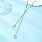 Adjustable Alloy Heart Pendant 304 Stainless Steel Box Chain Lariat Necklaces for Women, Stainless Steel Color, 31.50 inch(80cm)(NJEW-JN05902-02)