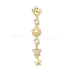 Brass Micro Pave Clear Cubic Zirconia Big Pendants, Golden, Bees Charms, 68x11x3.5mm, Hole: 1.2mm(KK-B176-02G-08)
