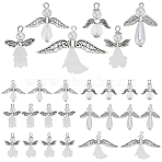 48Pcs 6 Style Alloy & Acrylic & Glass Pendants, Angel Charms, Antique Silver, 24~30mm, Hole: 1.8~2.3mm, 8pcs/color(PALLOY-AR00032)