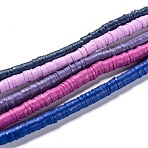 Handmade Polymer Clay Beads, Disc/Flat Round, Heishi Beads, Mixed Color, 6x1mm, Hole: 2mm, about 380~400pcs/strand, 17.7 inch, 5 colors, 5 strands/color, 25 strands/set(CLAY-US0001-02A)
