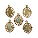 Natural Green Aventurine Pendants, Oval Charms, with PVD Vacuum Plating Real 18K Gold Plated 201 Stainless Steel Findings, 21x16x4.5mm, Hole: 1.8mm(X-STAS-C064-VC907)