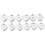 304 Stainless Steel Pendants, with Jump Rings and Enamel, Heart, Stainless Steel Color, 12 Constellations, 15x15x1.5mm, Hole: 2.8mm(STAS-G268-04P)