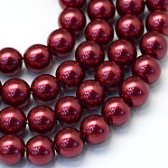 Baking Painted Pearlized Glass Pearl Round Bead Strands, Brown, 6~7mm, Hole: 1mm, about 145pcs/strand, 31.4 inch(X-HY-Q003-6mm-39)