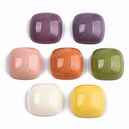 Opaque Resin Cabochons, Half Square, Mixed Color, 15x15x7mm(CRES-T023-03)