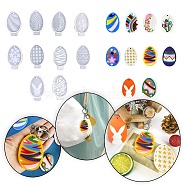 10Pcs Easter Egg Pendant DIY Silicone Molds, Resin Casting Molds, for UV Resin, Epoxy Resin Craft Making, White, 83x52x6mm, Hole: 3.5mm, Inner Diameter: 48x70mm(SIMO-C011-03)