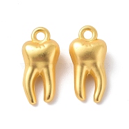 Rack Plating Alloy Charms, Cadmium Free & Lead Free & Nickle Free, Tooth Charm, Matte Gold Color, 15x7.5x5.5mm, Hole: 1.6mm(FIND-I036-49MG)