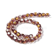 Handmade Gold & Silver Foil Lampwork Beads, Round, Dark Red, 10~10.5mm, Hole: 1.6~1.8mm, about 40pcs/strand, 14.57 inch(37cm)(GLAA-G107-07B-01)