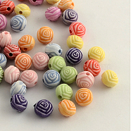 Craft Style Acrylic Flower Beads, Rose, Mixed Color, 8x6.5mm, Hole: 2mm, about 2700pcs/500g(MACR-Q157-M33)