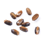 Natural Tiger Eye Cabochons, Faceted, Oval, 10.5x5.5x3.5~4mm(G-G803-03B-01)