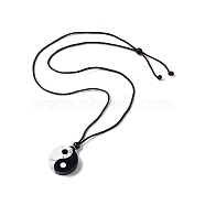 Natural Obsidian & Howlite Pendant Necklaces, Yin Yang, Black and White, 24.41 inch(62cm)(NJEW-Z019-01)