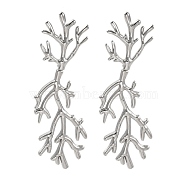 304 Stainless Steel Tree Branch Stud Earrings, Silver, 69x24mm(EJEW-D281-32S)