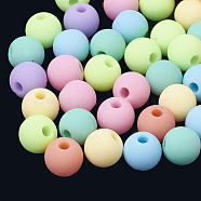 Rubberized Style Acrylic Beads, Round, Mixed Color, 8x7mm, Hole: 2mm(X-MACR-S281-47-8mm)