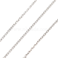 925 Sterling Silver Paperclip Chains, Soldered, without Spool/Card Paper, Silver, 1.5x1x0.5mm(STER-P064-04P)