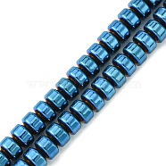 Synthetic Non-Magnetic Hematite Beads Strands, Disc, Heishi Beads, Blue Plated, 6x4mm, Hole: 1mm, about 99pcs/strand, 16.14''(41cm)(G-H020-L02-09)