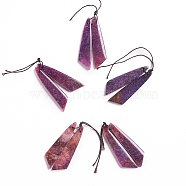 Natural Lepidolite/Purple Mica Stone Pendants, for Jewelry Making, Wing, 43~44.5x10~11x3.5~5mm, Hole: 1.2mm(X-G-G827-04O)