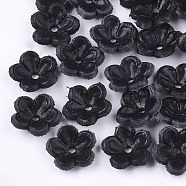 5-Petal Eco-Friendly Cowhide Bead Cap, Flower, Black, 13x13x3.5mm, Hole: 1.6mm(FIND-S301-03A)