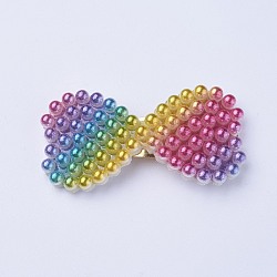 Plastic Imitation Pearl Snap Hair Clips, with Golden Tone Iron Findings, Colorful, 61x24x7.5mm(PHAR-TAC0003-13)