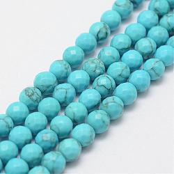 Synthetic Turquoise Bead Strands, Round, Dyed, 4mm, Hole: 1mm, about 94pcs/strand, 15.3 inch(39cm)(G-G671-4mm)