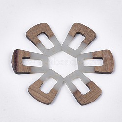 Resin & Walnut Wood Pendants, Trapezoid, Light Steel Blue, 37~37.5x27~27.5x3~3.5mm, Hole: 2mm(RESI-S358-84G)