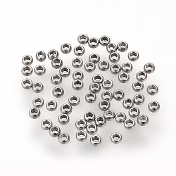 Non-Tarnish 304 Stainless Steel Spacer Beads, Rondelle, Stainless Steel Color, 2x1.5mm, Hole: 1mm(STAS-R065-80-02)