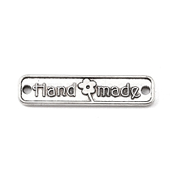 Alloy Connector Charms, Rectangle with Word Handmade, Antique Silver, 25.5x6x1.5mm, Hole: 1.4mm(FIND-WH0049-52C)