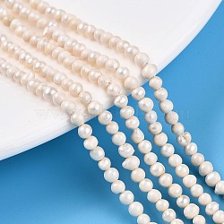 Natural Cultured Freshwater Pearl Beads Strands, Potato, Seashell Color, 2.5~4x2.5~5.5mm, Hole: 0.5mm, about 108pcs/strand, 12.76~12.99''(32.4~33cm)(PEAR-N013-03D)