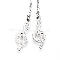 Non-Tarnish Adjustable 304 Stainless Steel Lariat Necklaces, Slider Necklaces, with Cable Chains, Musical Note, Stainless Steel Color, 26.77 inch(68cm)(NJEW-Z005-01P)