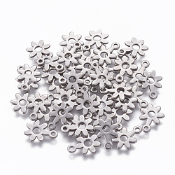 304 Stainless Steel Charms, Flower, Stainless Steel Color, 11x8x0.9mm, Hole: 1.2mm(X-STAS-L234-066P)