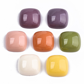 Opaque Resin Cabochons, Half Square, Mixed Color, 15x15x7mm