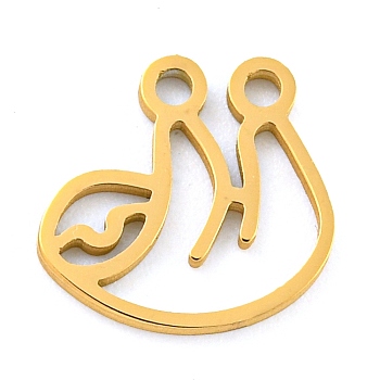 304 Stainless Steel Charms, Laser Cut, Sloth Charm, Real 18K Gold Plated, 9.5x10x1mm, Hole: 1.2mm