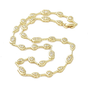 Brass Micro Pave Cubic Zirconia Chain Necklaces , Real 18K Gold Plated, 18.46 inch(469mm)