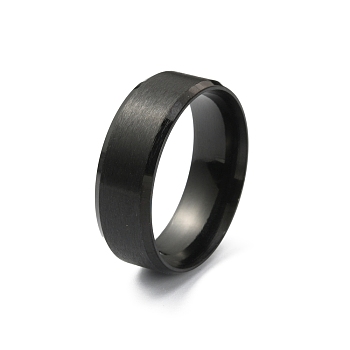 201 Stainless Steel Plain Band Ring for Women, Matte Gunmetal Color, Size 11, Inner Diameter: 21.32mm