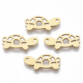 201 Stainless Steel Links connectors, Laser Cut Links, Tortoise, Golden, 8.5x18x1mm, Hole: 1.4mm