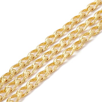 Alloy Textured Curb Chains, Long-Lasting Plated, Unwelded, with Spool, Golden, 15x9x3.5mm