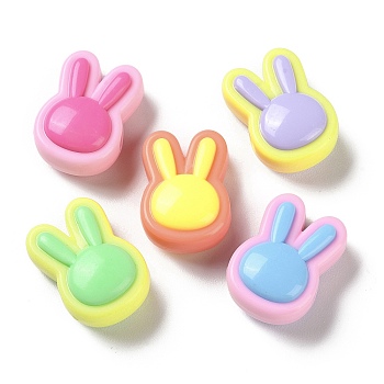 Two Tone Opaque Acrylic Beads, Rabbit, 24x17x10.5mm, Hole: 3.7mm