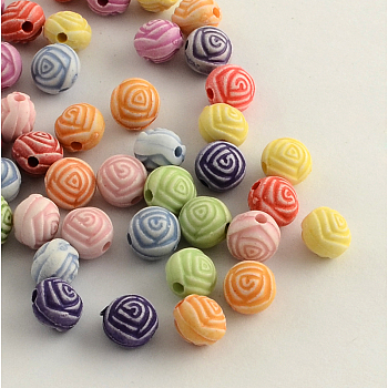 Craft Style Acrylic Flower Beads, Rose, Mixed Color, 8x6.5mm, Hole: 2mm, about 2700pcs/500g
