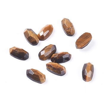 Natural Tiger Eye Cabochons, Faceted, Oval, 10.5x5.5x3.5~4mm