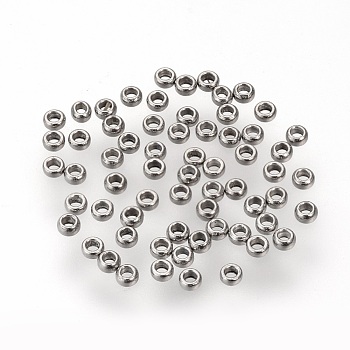 304 Stainless Steel Spacer Beads, Rondelle, Stainless Steel Color, 2x1.5mm, Hole: 1mm