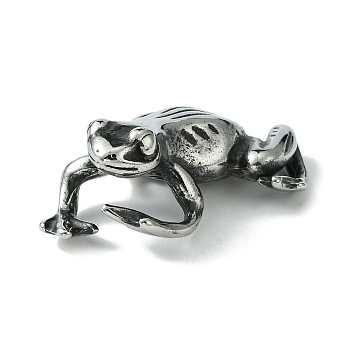 Retro 304 Stainless Steel Frog Figurines, for Home Office Desktop Decoration, Antique Silver, 30x41x16.5mm