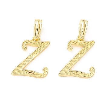 Rack Plating Eco-Friendly Brass Letter Pendants, Real 18K Gold Long-Lasting Plated, Cadmium Free & Lead Free, Letter.Z, 17x14x1.4mm, Hole: 6.5x3.3mm