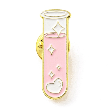 Test Tube Enamel Pins, Science Lab Themed Alloy Badge, Golden, Pink, 29.5x10x1.5mm