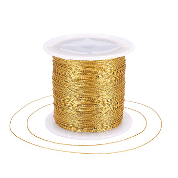 2 Rolls Round PET Metallic Thread, Gold, 0.1mm, about 109.36 Yards(100m)/Roll